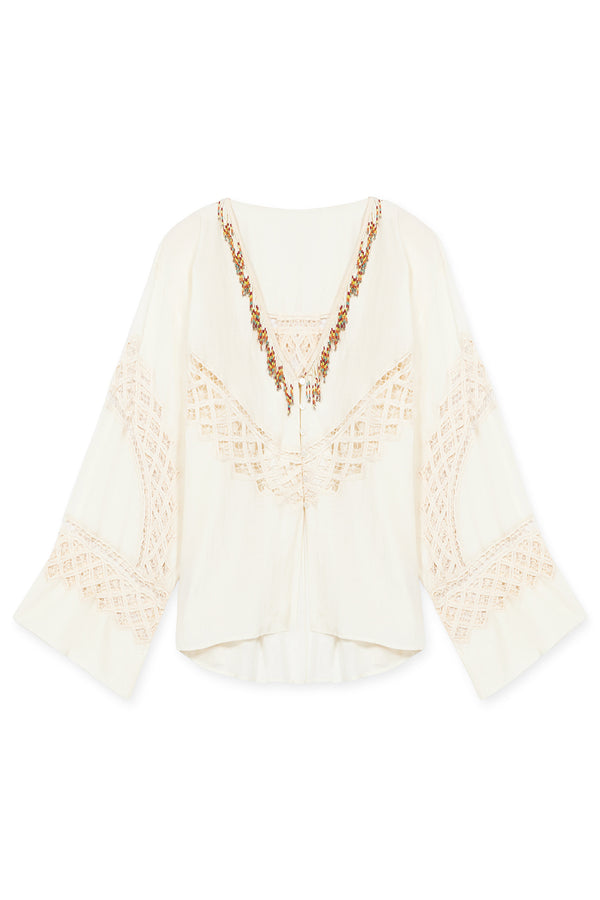 EMBROIDERED CLEIDE COTTON BLOUSE