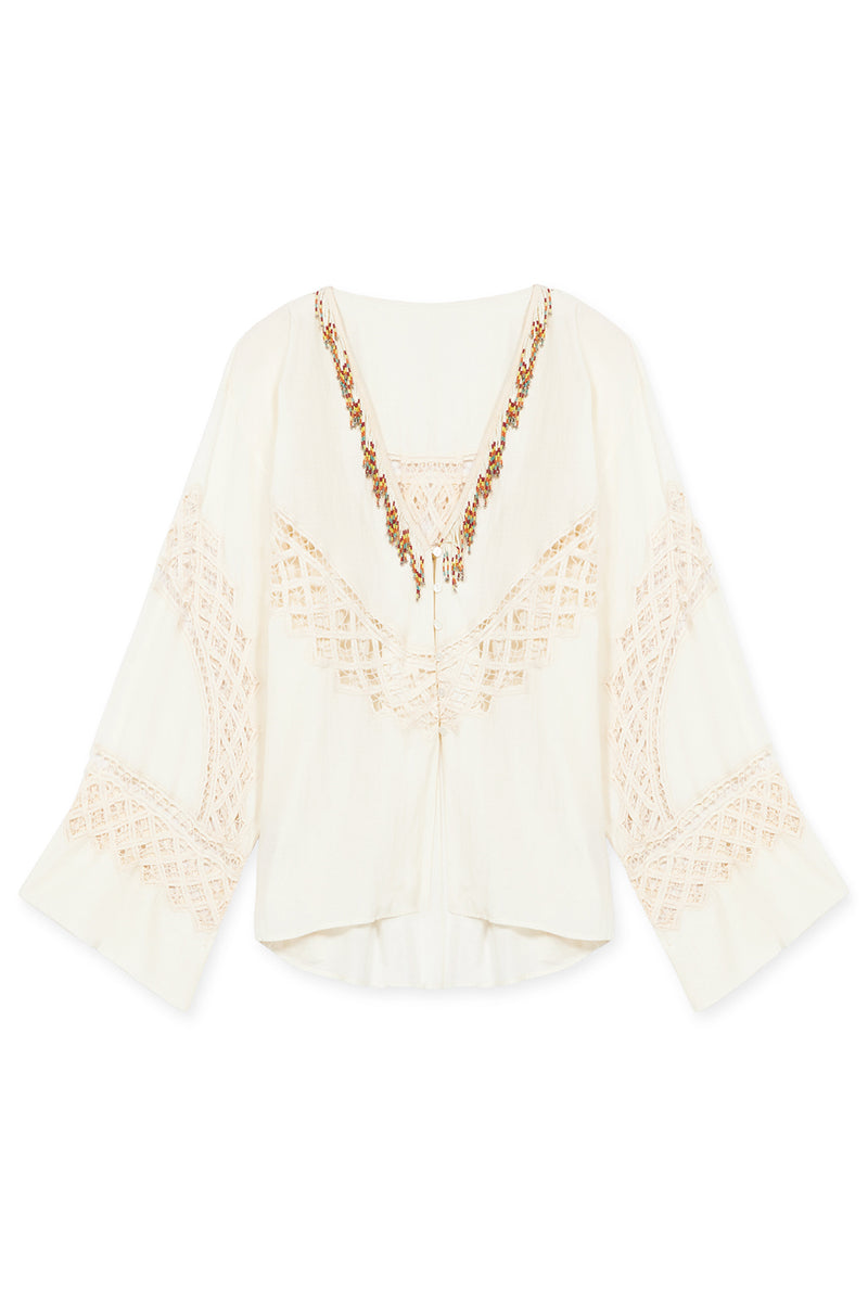 EMBROIDERED CLEIDE COTTON BLOUSE