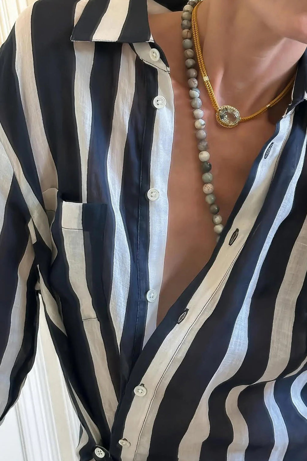 COLLIER PENDENTIF CORDON DE SOIE AMÉTHYSTE VERTE