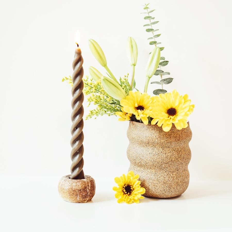 TAUPE SPIRAL TAPER CANDLES