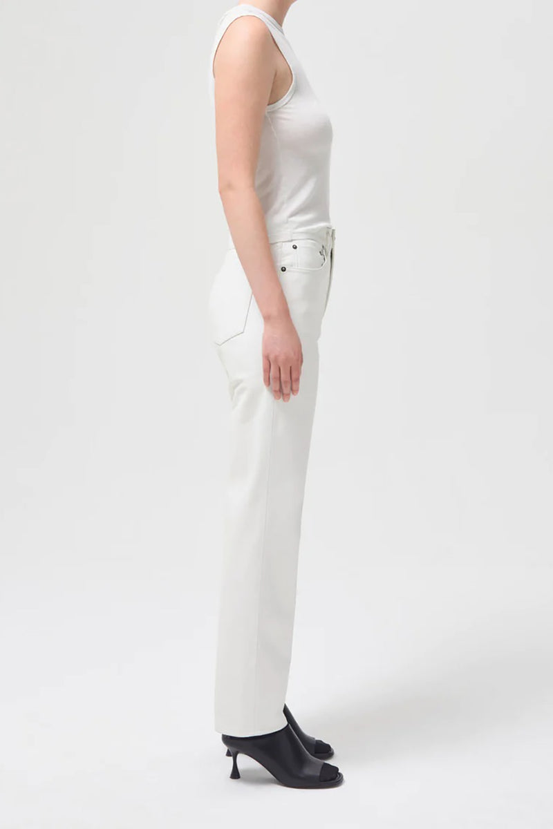 RECYCLED LEATHER 90'S PINCH WAIST PANT IN LACE WHITE