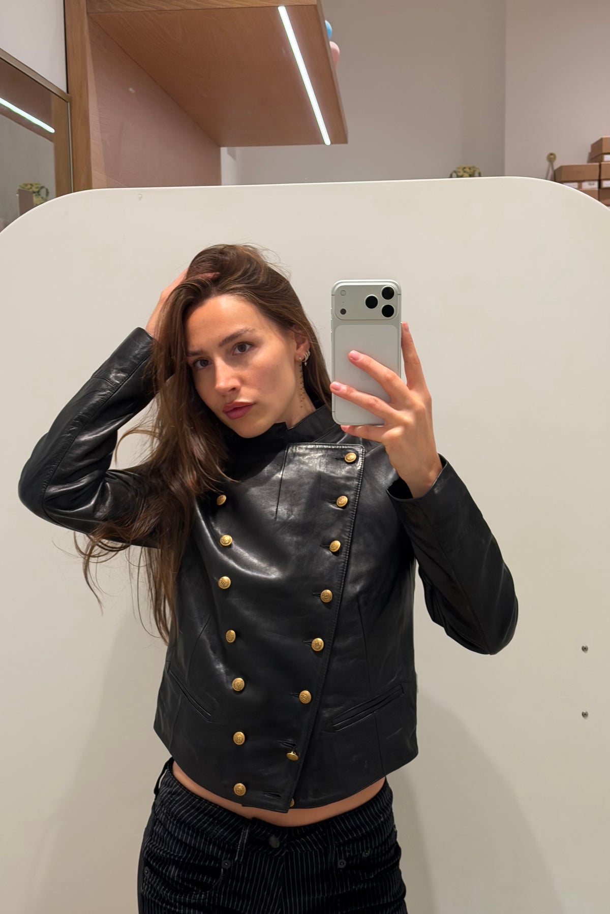 SHRUNKEN LEATHER PEACOAT