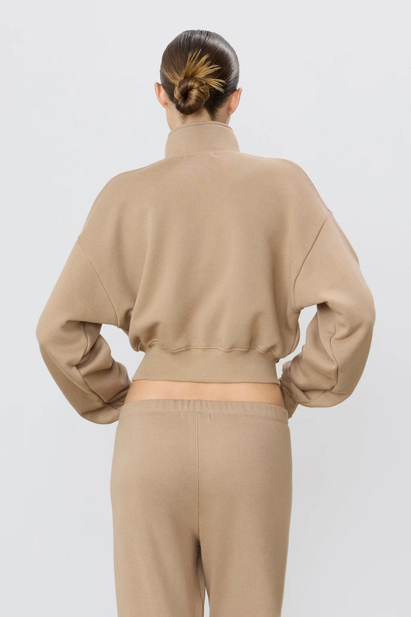 CROPPED HALF ZIP SWEATSHIRT