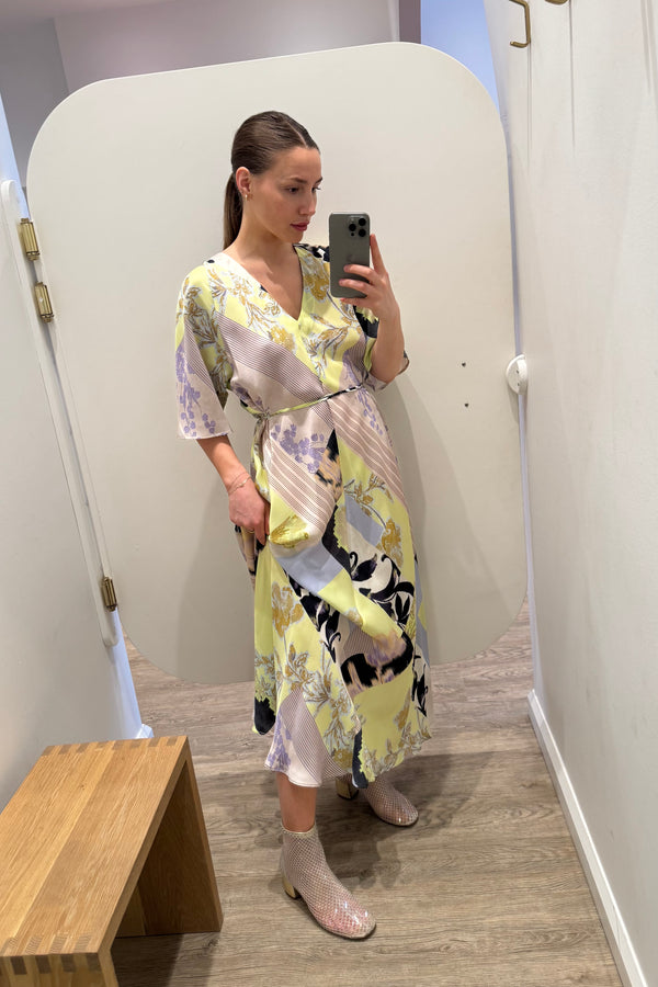 THE SACRED GARDEN PRINT SILK TWILL DRESS