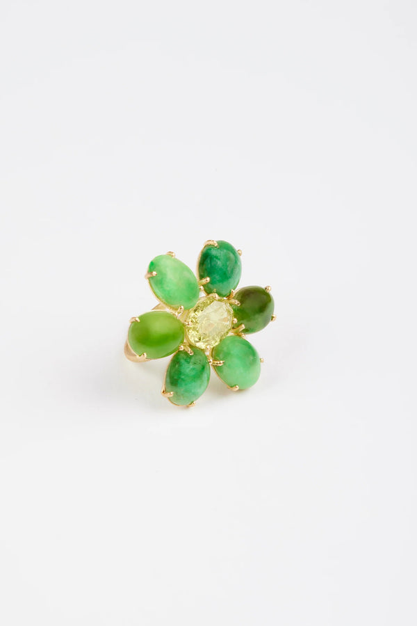 *Marisa Klass Trunkshow* VINTAGE GREEN JADE AND SPHENE FLOWER RING