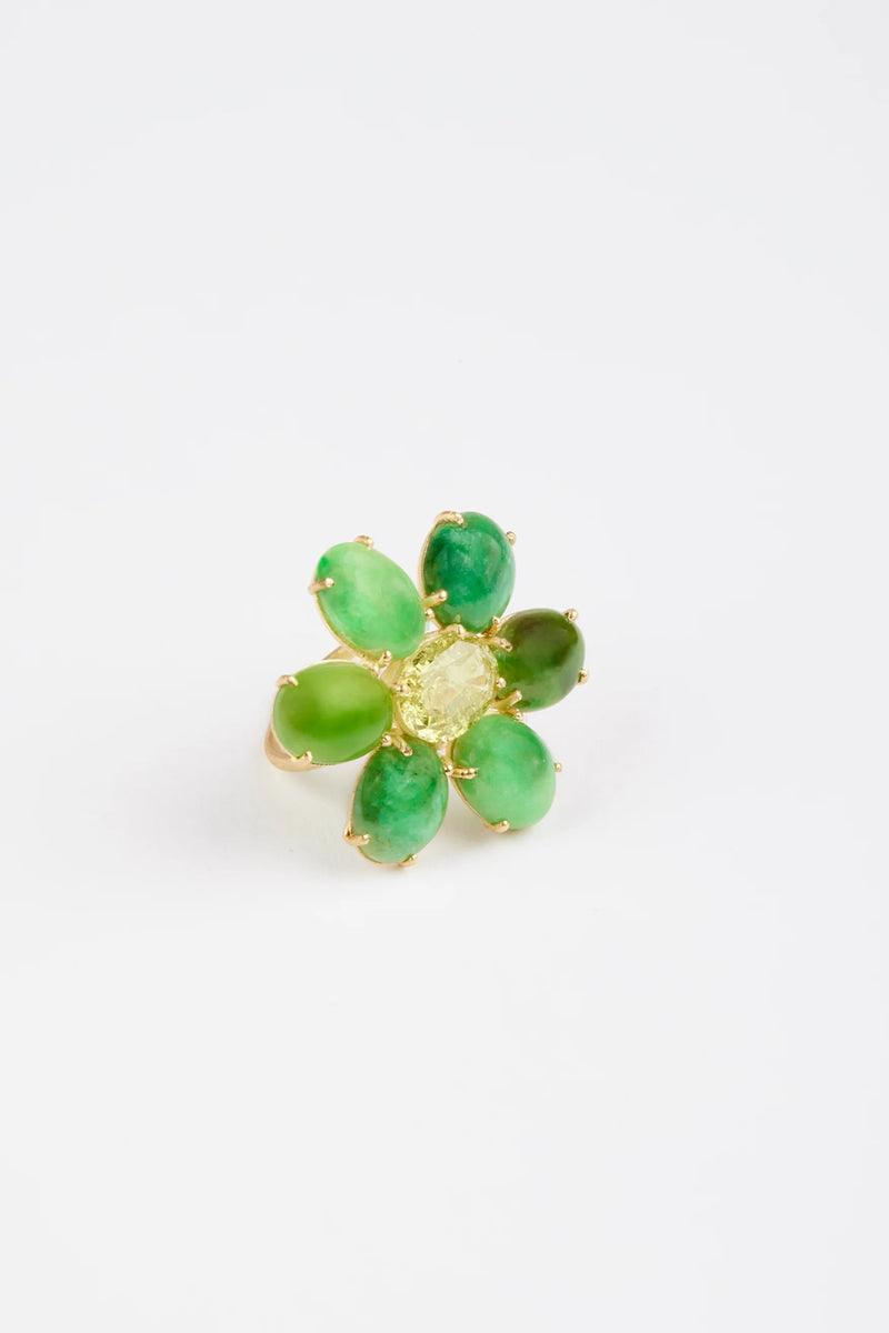 *Marisa Klass Trunkshow* VINTAGE GREEN JADE AND SPHENE FLOWER RING