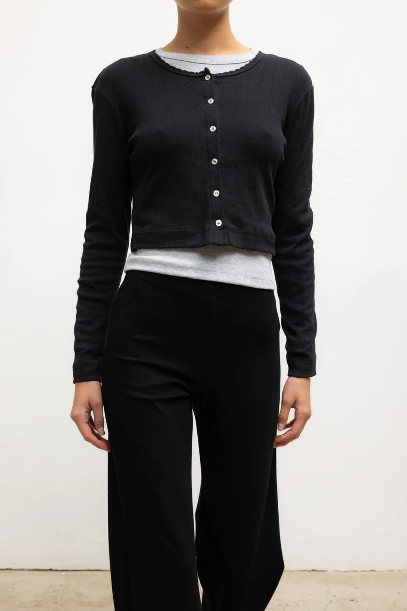 POINTELLE CROP CARDIGAN