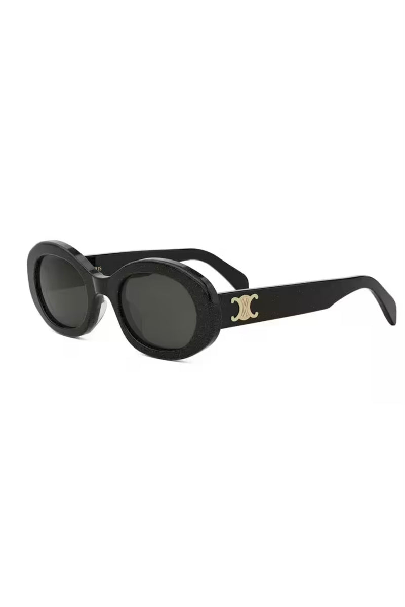 TRIOMPHE OVAL CL40194U IN BLACK CRYSTAL