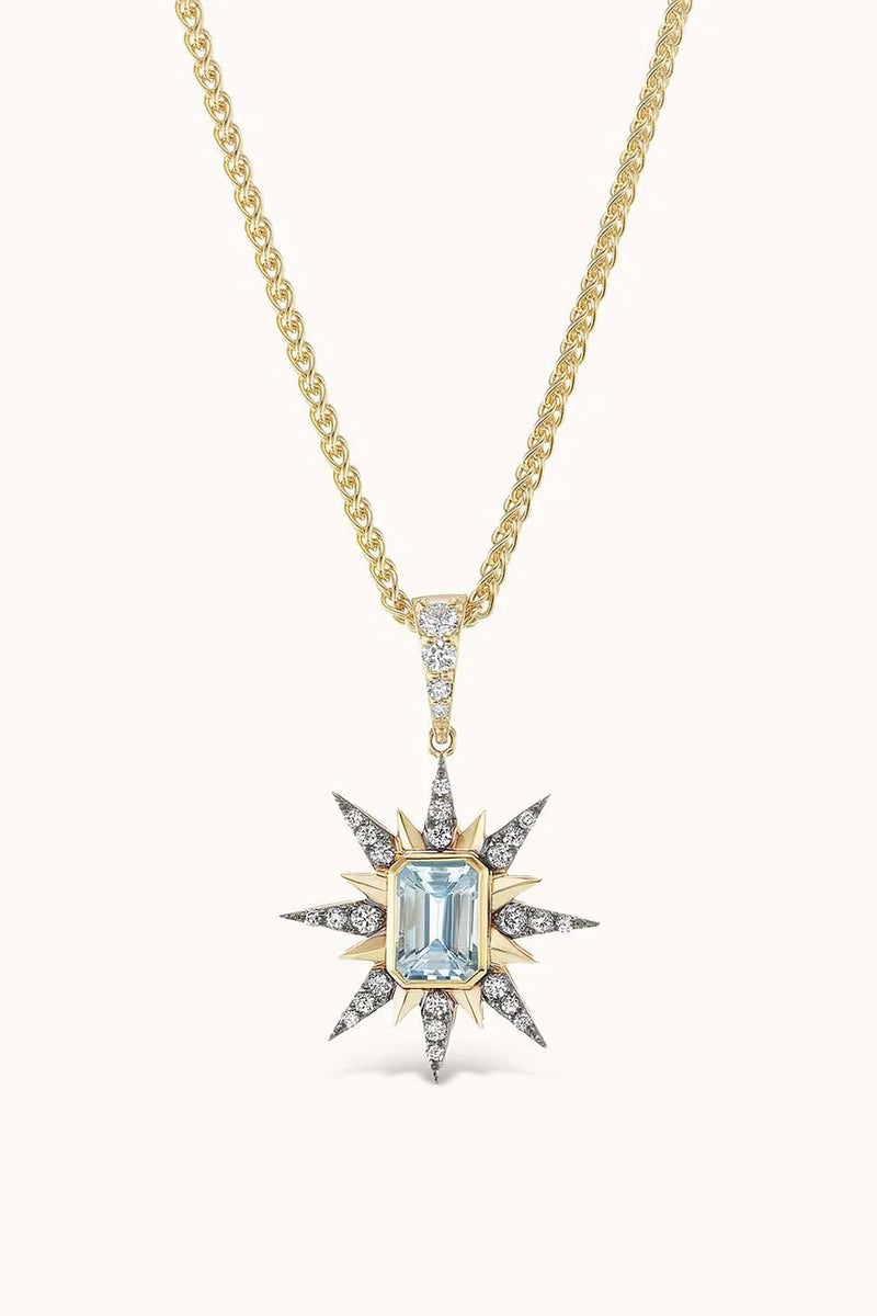 LARGE STARBURST CHARM AQUAMARINE