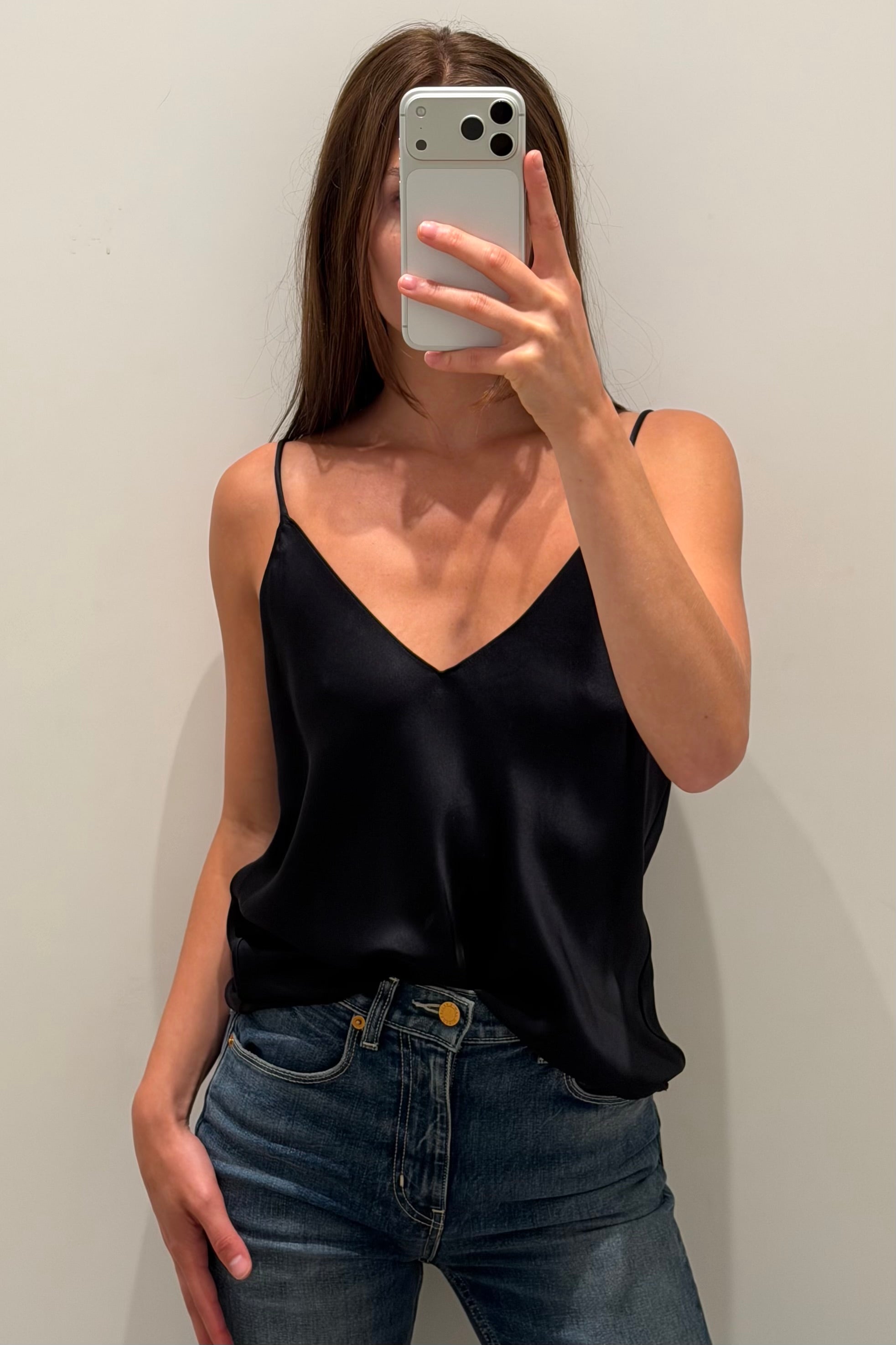 GLORIA V-NECK BIAS SILK TANK