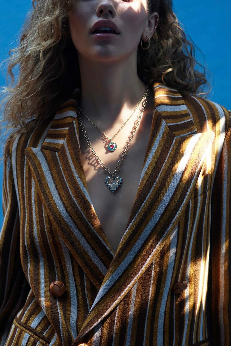 LARGE SPIKED HEART CHARM WHITE DIAMOND