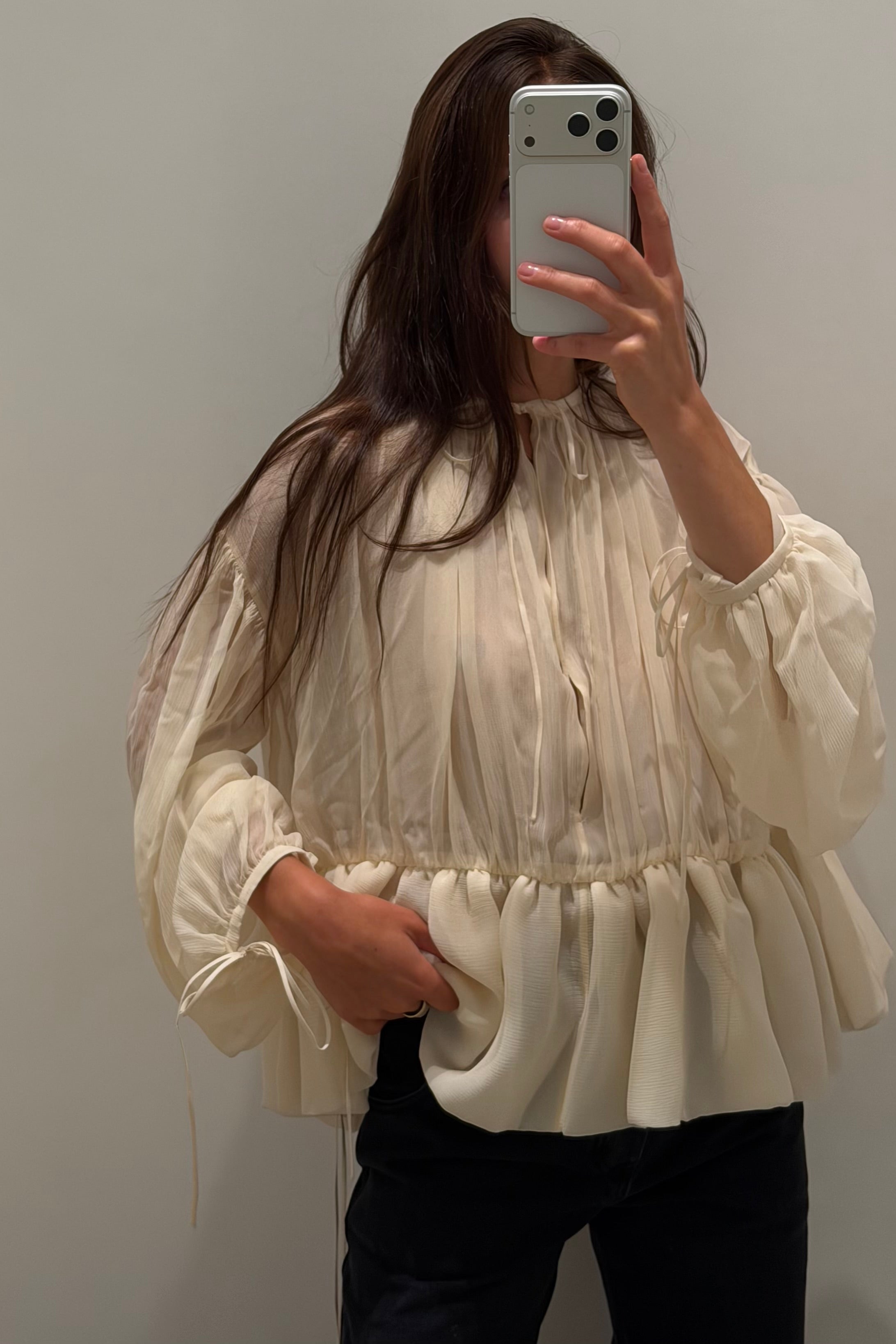 PEPLUM CHIFFON BLOUSE