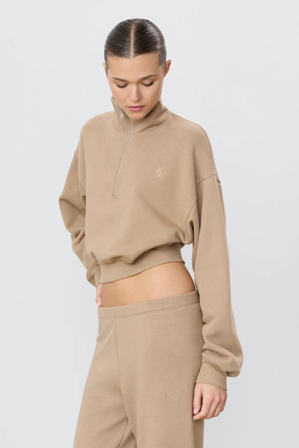 CROPPED HALF ZIP SWEATSHIRT