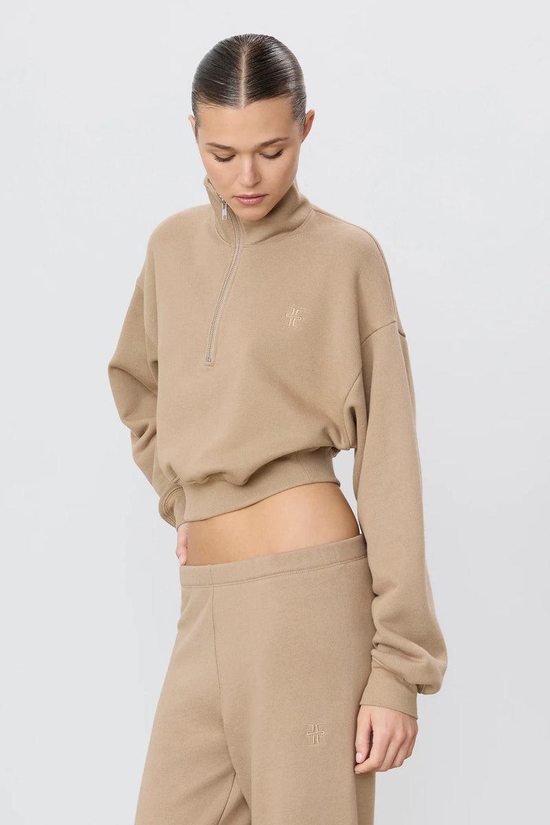 CROPPED HALF ZIP SWEATSHIRT