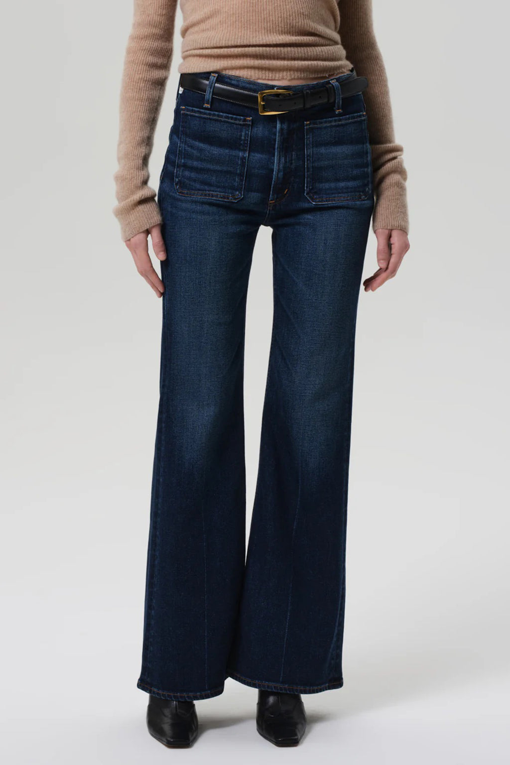 KIMBERLY PATCH POCKET FLARE DENIM