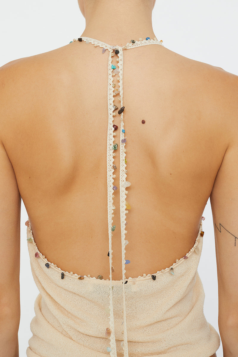 BEACH QUARTZ HALTER TANK TOP