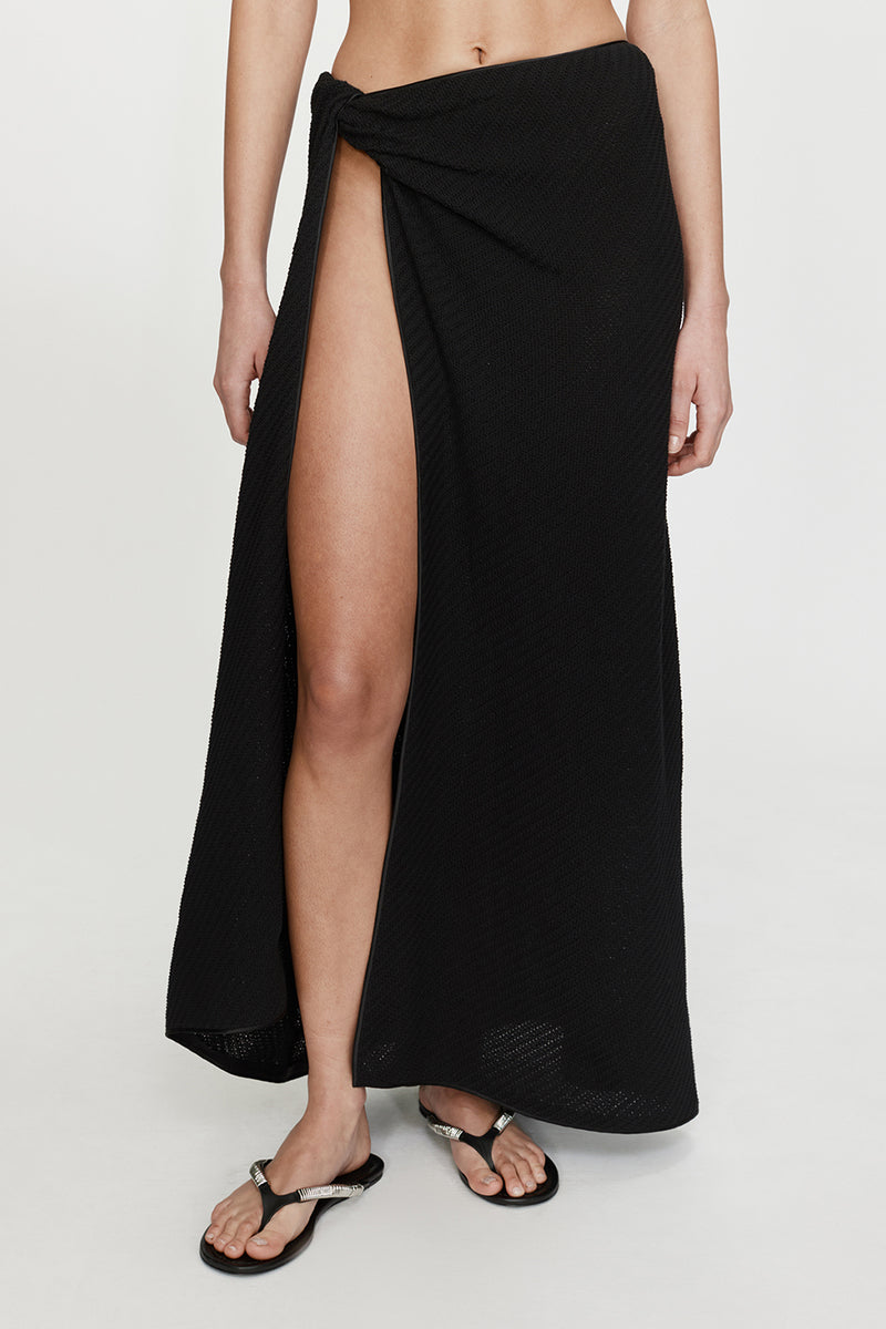 VERTICAL KNIT TWIST SARONG SKIRT