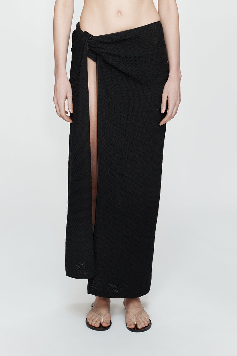 VERTICAL KNIT TWIST SARONG SKIRT