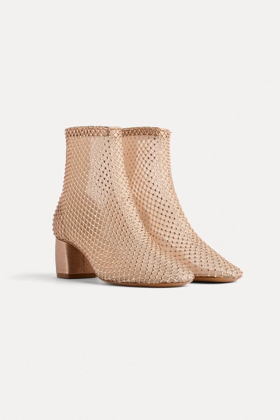 STRASS MESH ANKLE BOOTS