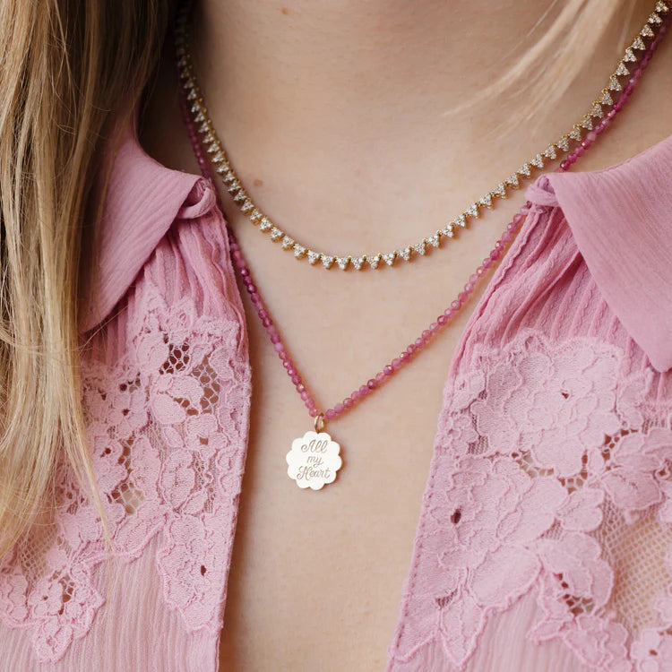 PETITE PINK TOURMALINE BEADED NECKLACE