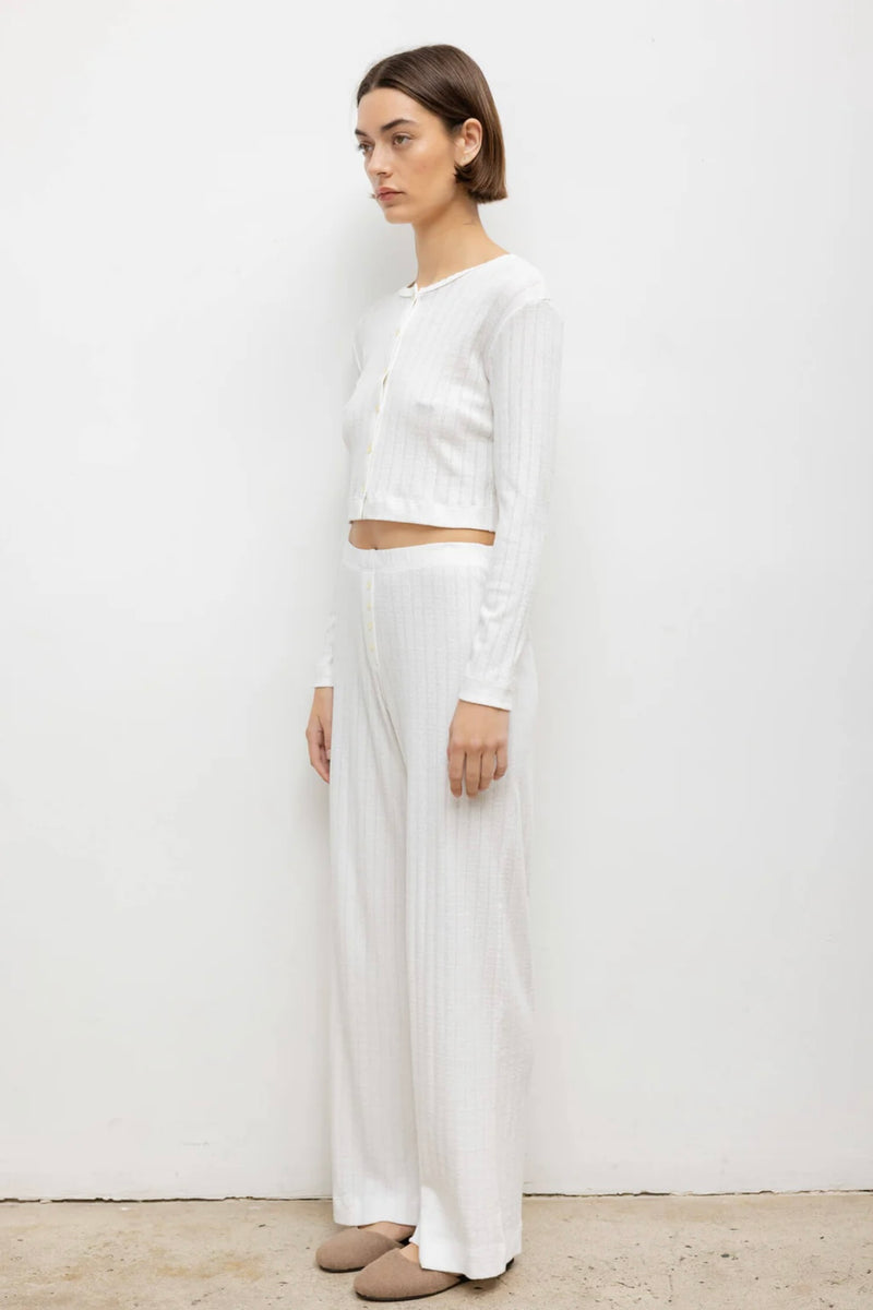POINTELLE CROP CARDIGAN