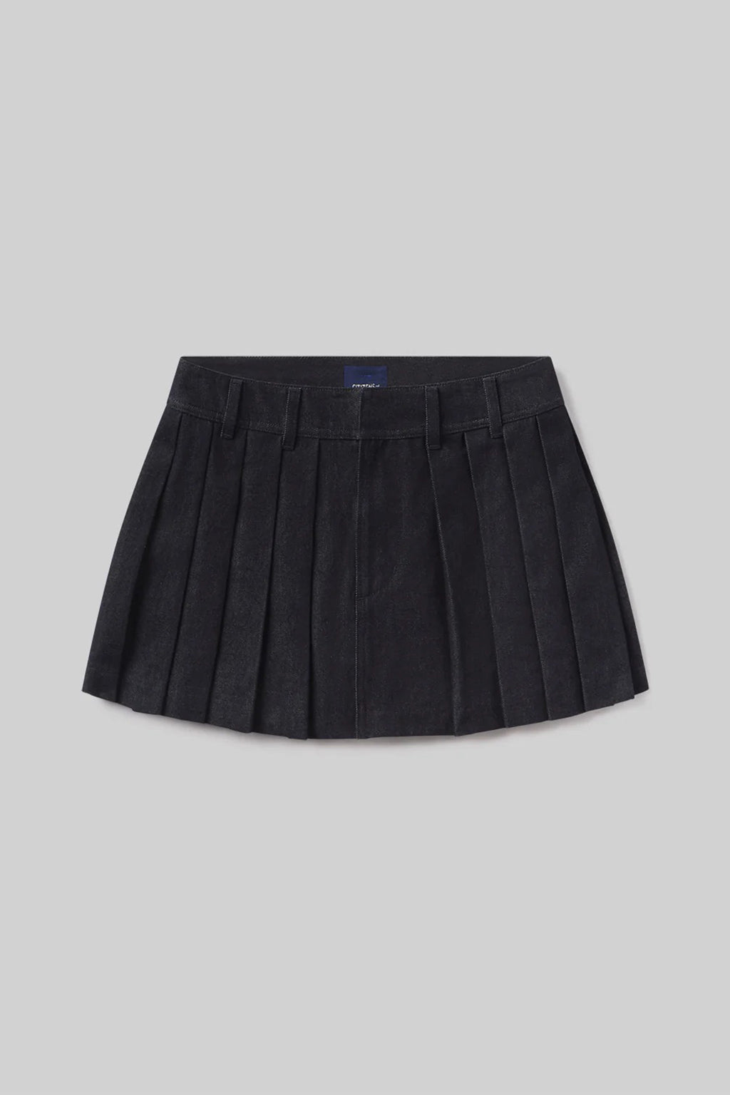 PLEATED DENIM MINI SKIRT