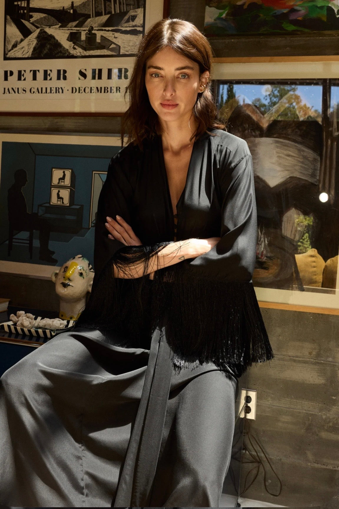 SARAH FRINGE SILK DRESS