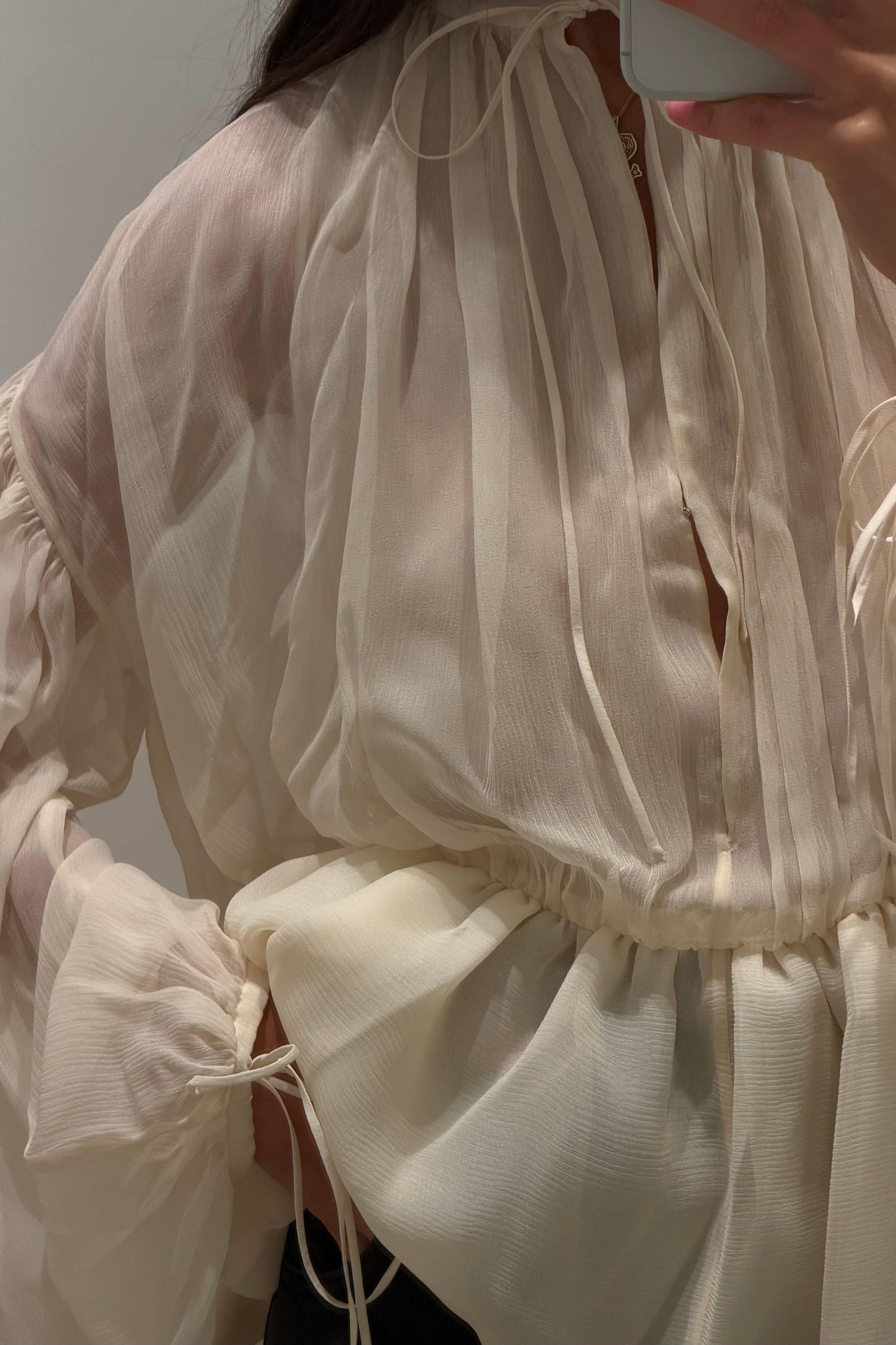 PEPLUM CHIFFON BLOUSE