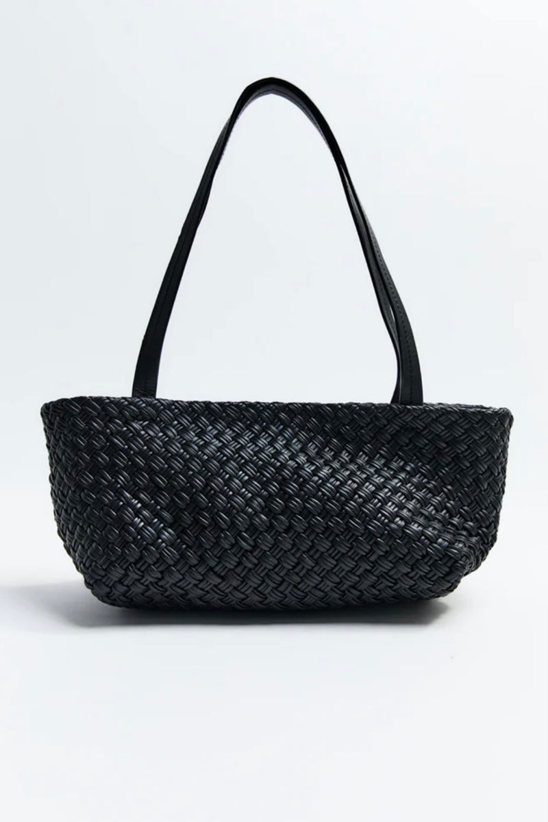 PETITE WOVEN TRAPEZE BAG