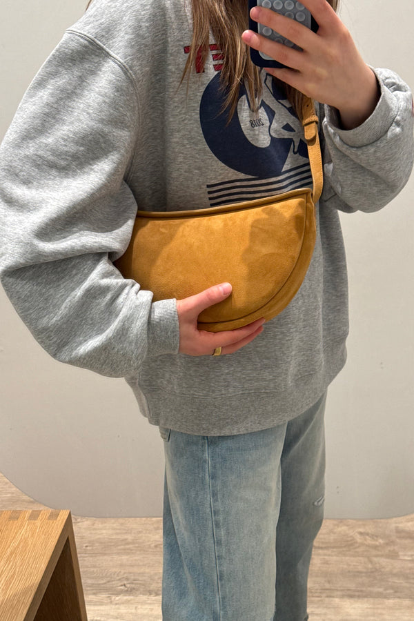 MOON SLING BAG IN CARAMEL SUEDE