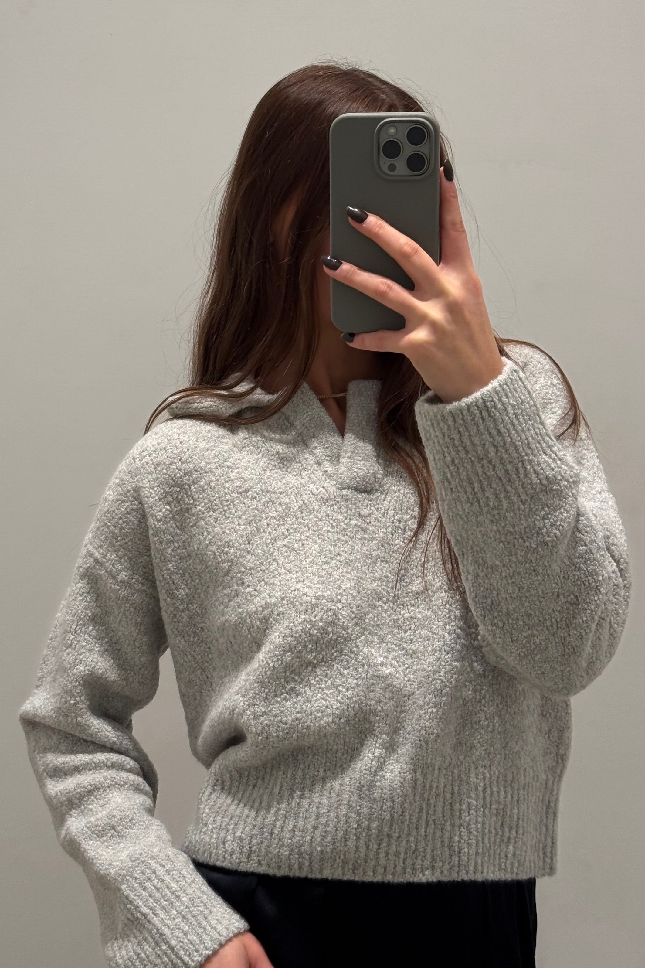 KAROLINE BOUCLE POLO SWEATER