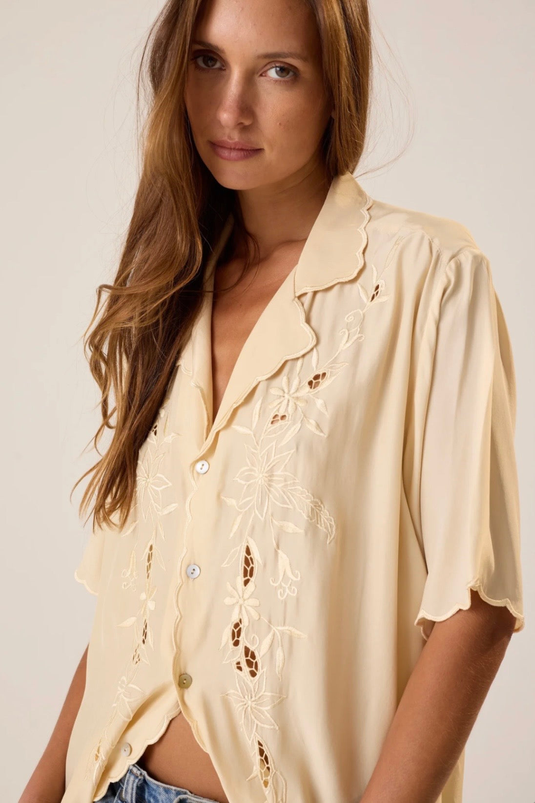 KEVIN EYELET SILK SHIRT