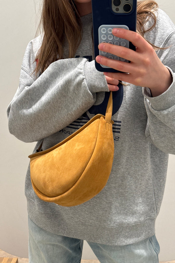 MOON SLING BAG IN CARAMEL SUEDE