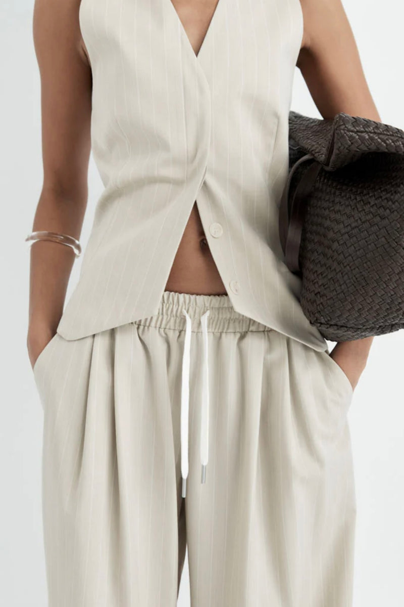 PINSTRIPE DRAWSTRING PANTS