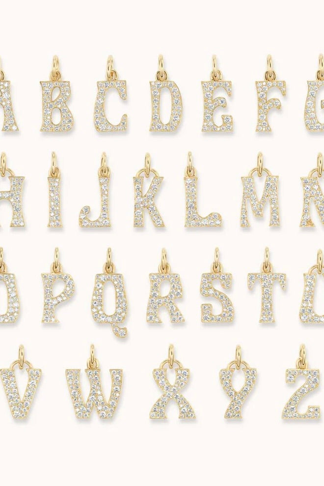 Pave Initial Charm "A"