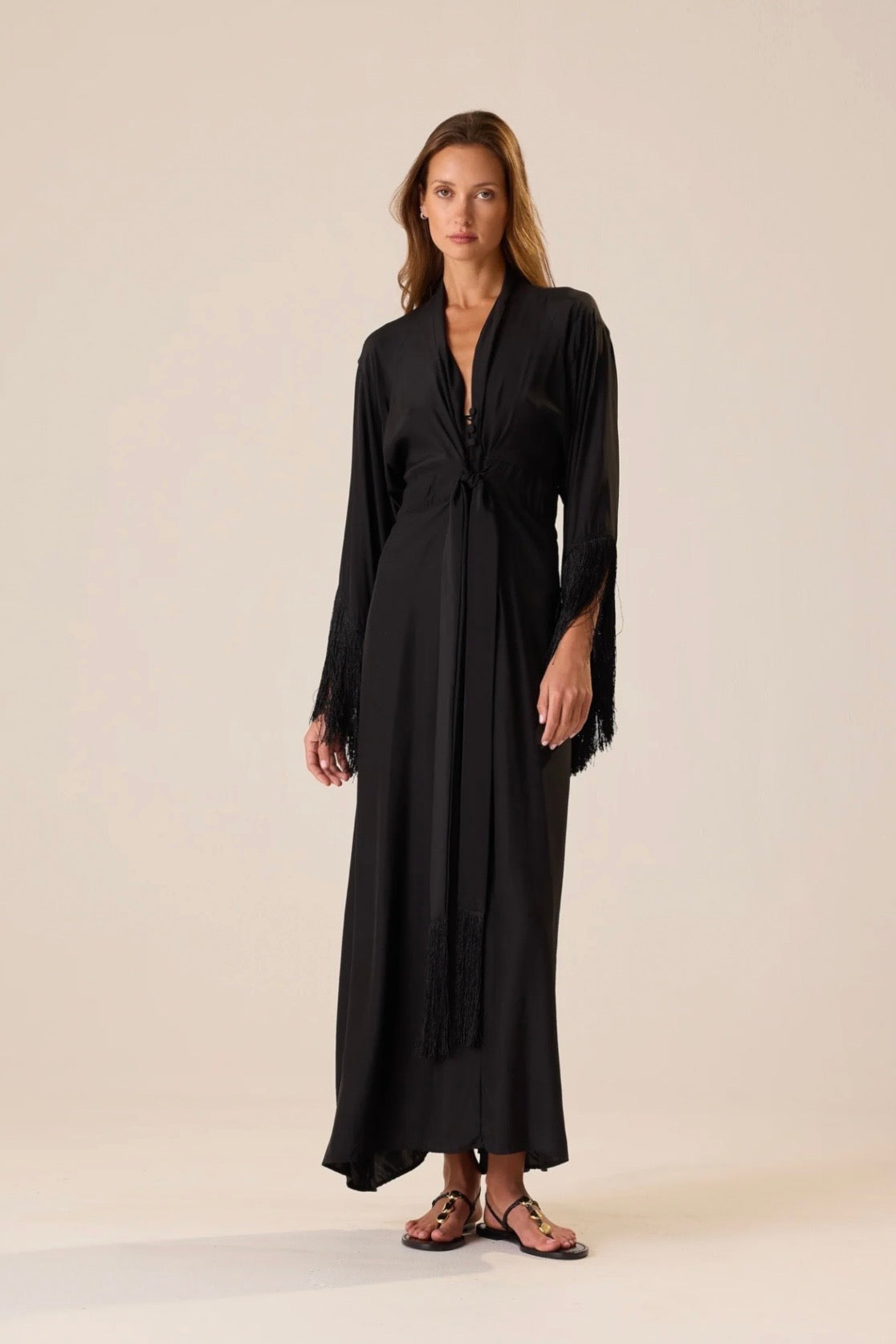SARAH FRINGE SILK DRESS