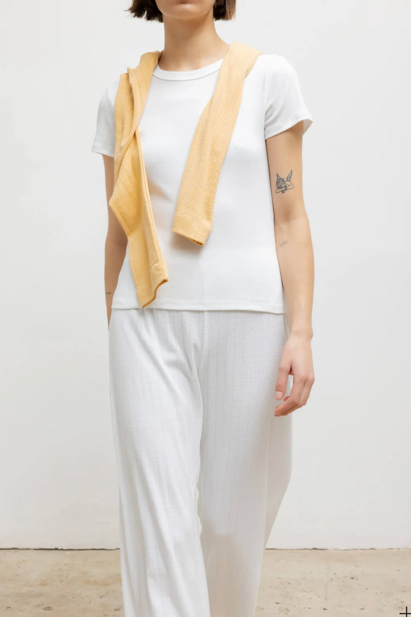POINTELLE CROP WIDE LEG PANT