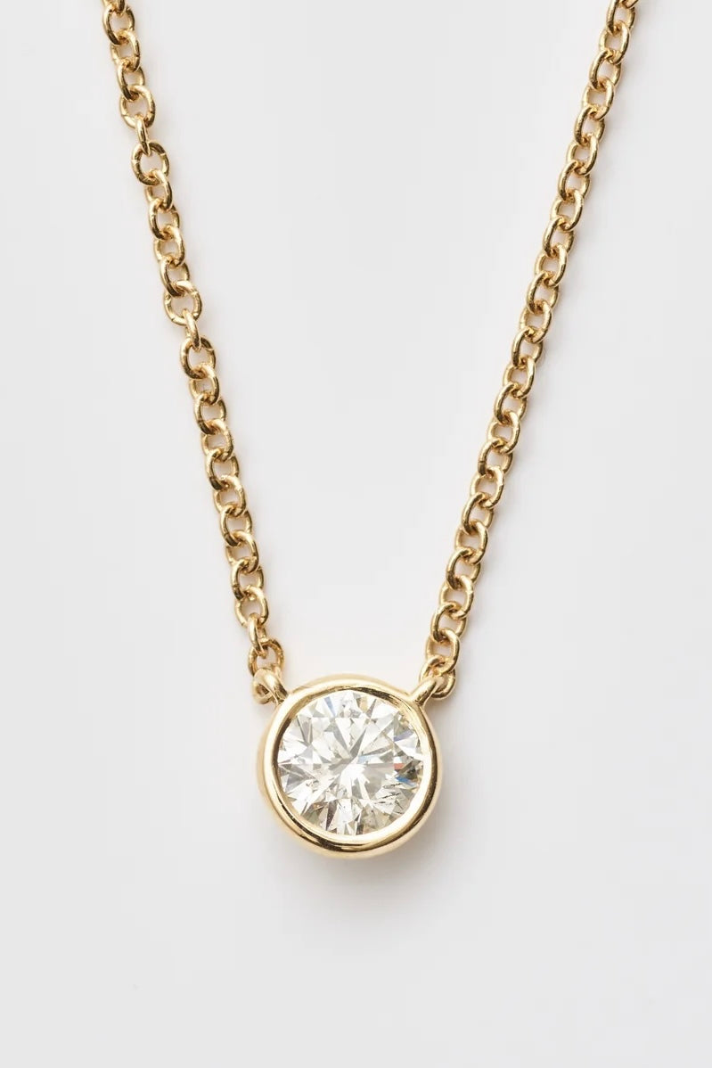 ROUND-BRILLIANT BEZEL SOLITAIRE NECKLACE