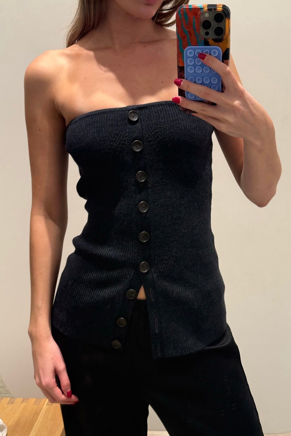 YANNI STRAPLESS KNIT TOP