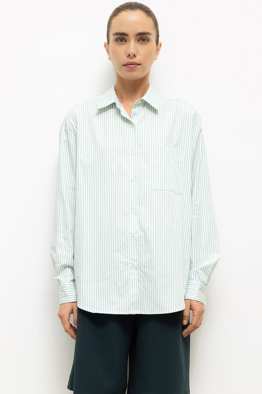 YOSHI STRIPE CLASSIC OVERSIZED BUTTON DOWN