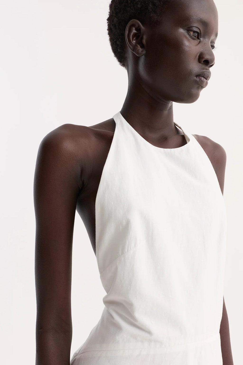 ROBE HALTER EN COTON TEXTURÉ