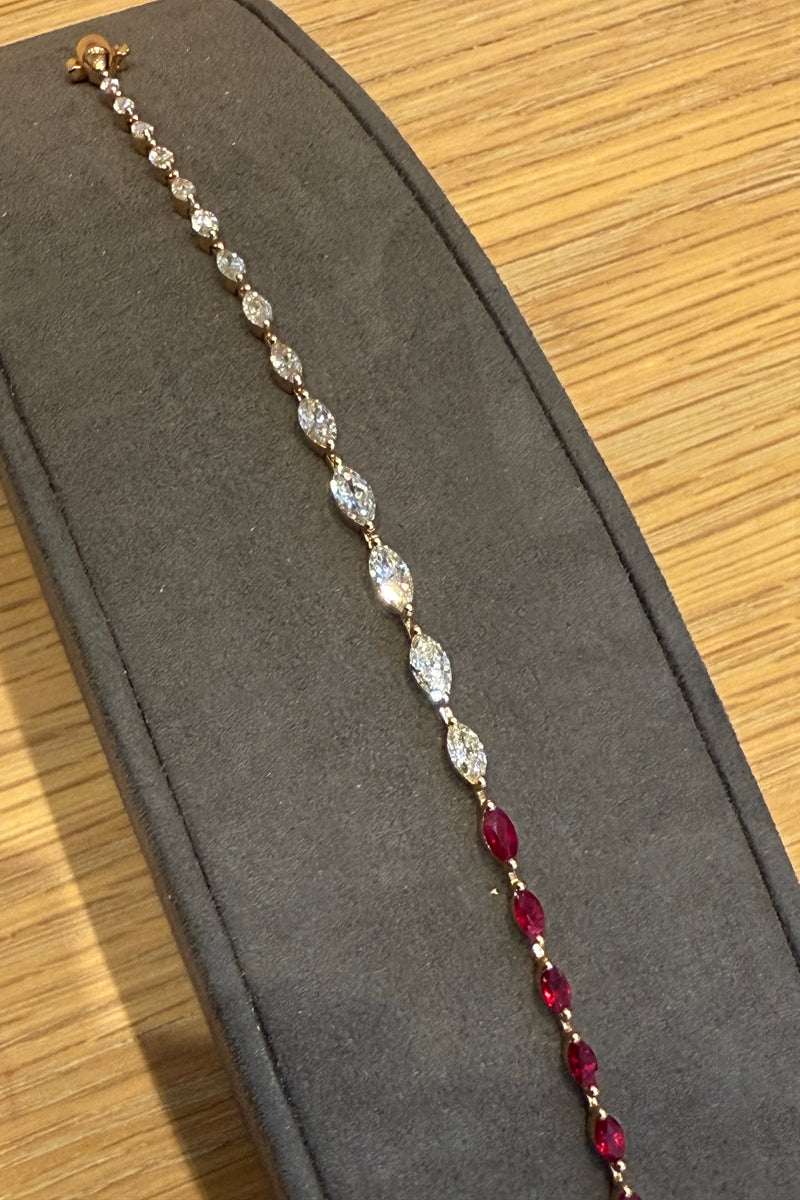 MARQUISE RUBY & DIAMOND BRACELET