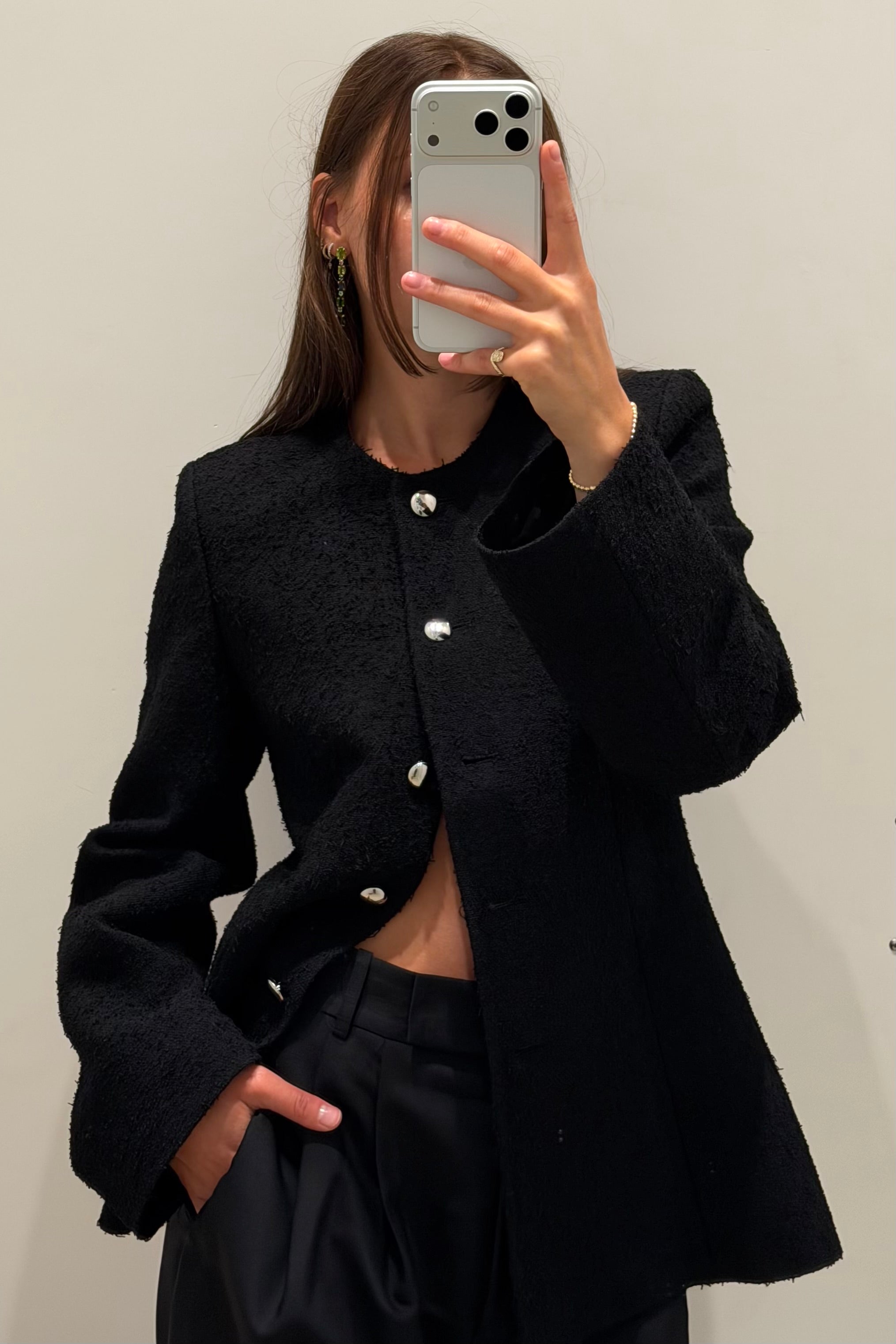 COLLARLESS BOUCLÉ BLAZER