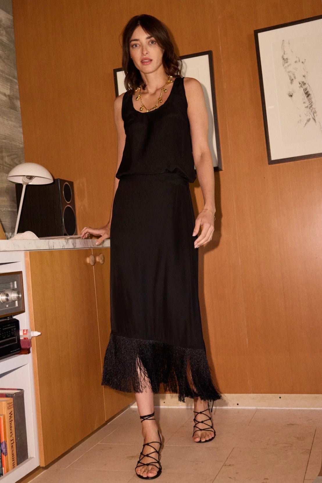ANITA FRINGE SILK SKIRT