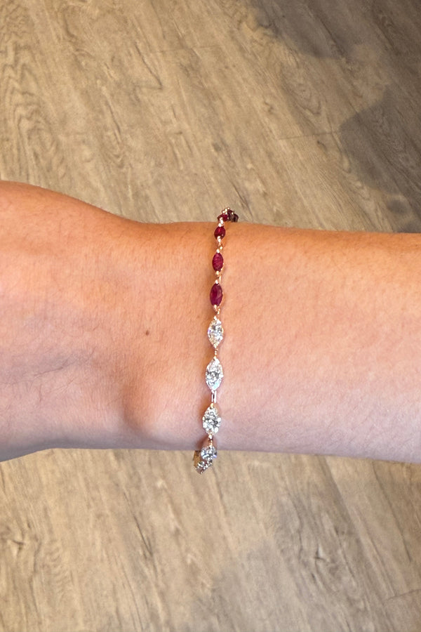 MARQUISE RUBY & DIAMOND BRACELET