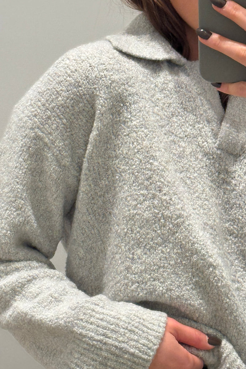 KAROLINE BOUCLE POLO SWEATER