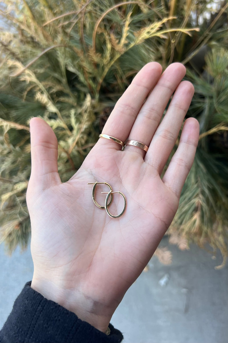 3/4" SKINNY OVAL DIAMOND HOOPS