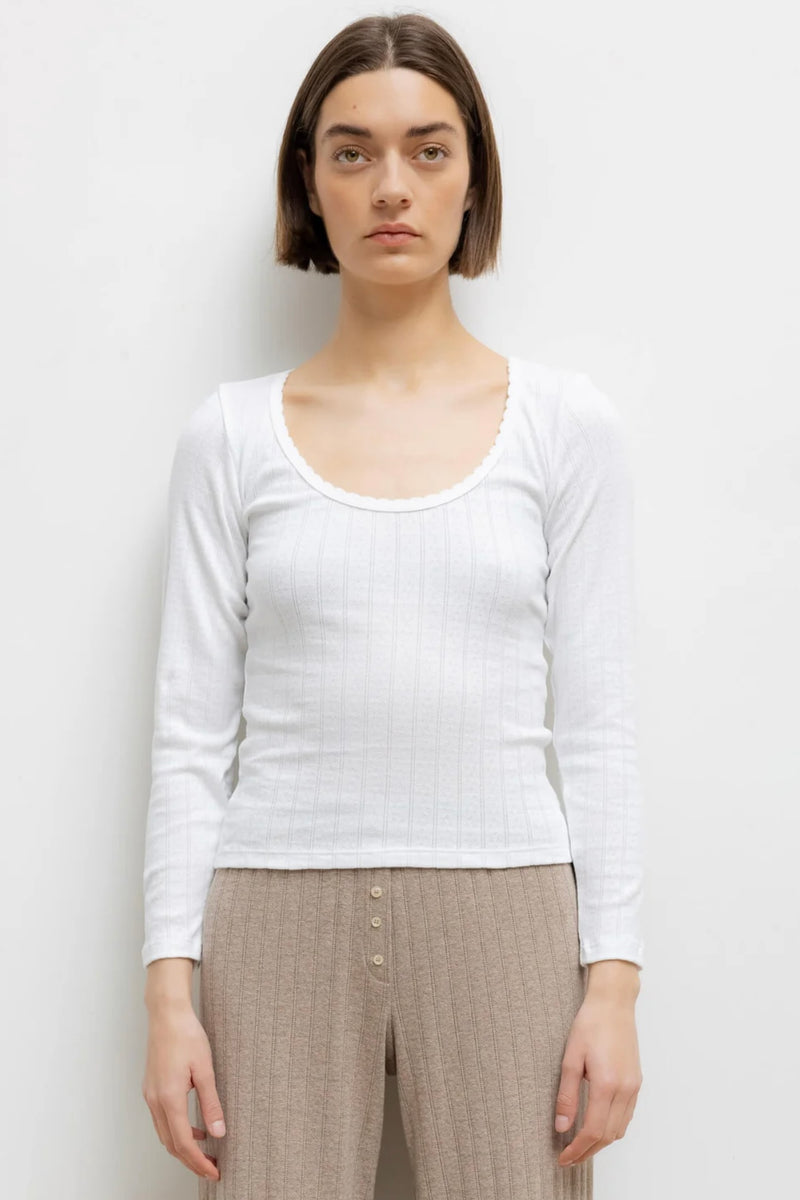 POINTELLE LONG SLEEVE SCCOP NECK
