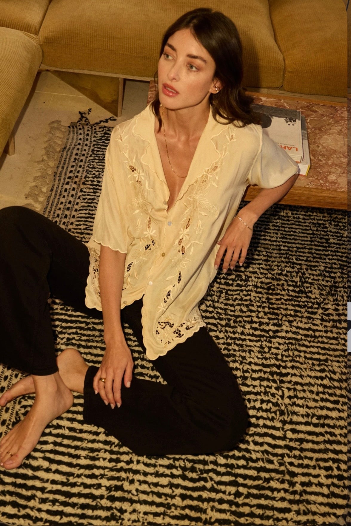 KEVIN EYELET SILK SHIRT