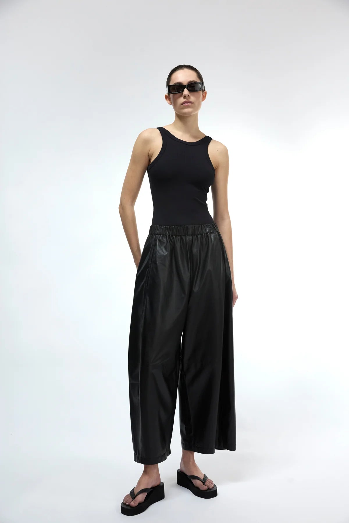 PALMA LEATHER WIDE LEG PANTS
